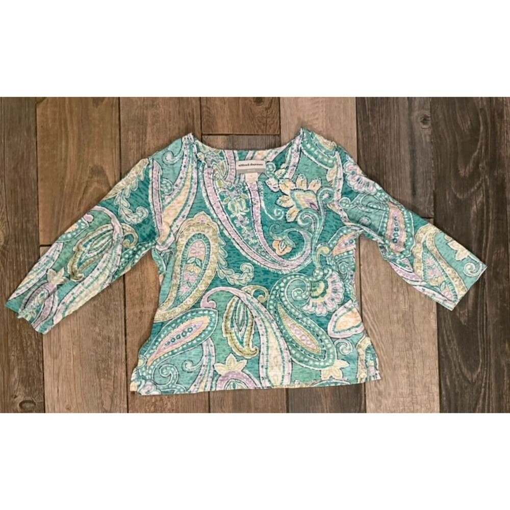 Y2k Vintage Paisley Bedazzled 3/4 Sleeve Top